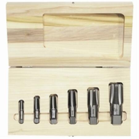 HANSON 6 Pc. Set- Npt Threads- Wooden Case Hcs Taper Pipe Tap Set HAN1921